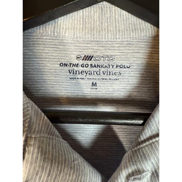 Vineyard Vines Youth OTG Sankaty Polo Preppy Gray Striped Performance - Medium - Picture 5 of 8